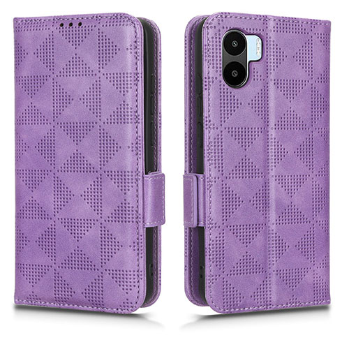 Leather Case Stands Flip Cover Holder C02X for Xiaomi Poco C50 Purple