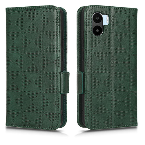 Leather Case Stands Flip Cover Holder C02X for Xiaomi Poco C51 Green