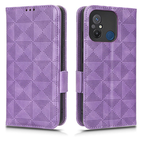 Leather Case Stands Flip Cover Holder C02X for Xiaomi Poco C55 Purple