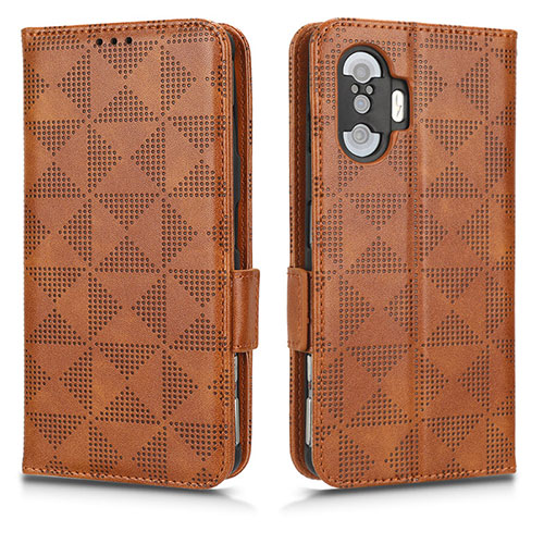 Leather Case Stands Flip Cover Holder C02X for Xiaomi Poco F3 GT 5G Brown