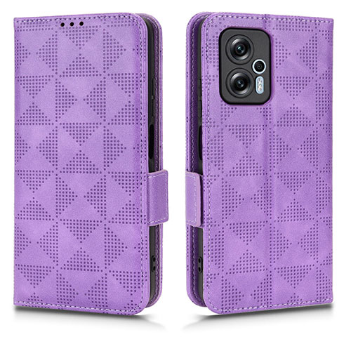 Leather Case Stands Flip Cover Holder C02X for Xiaomi Poco X4 GT 5G Purple