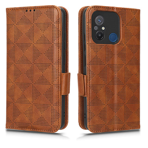 Leather Case Stands Flip Cover Holder C02X for Xiaomi Redmi 12C 4G Brown