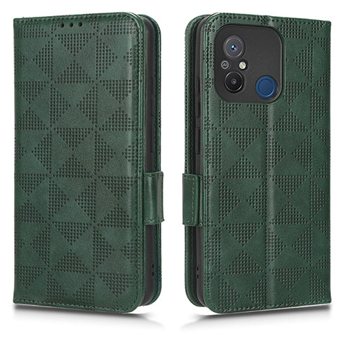 Leather Case Stands Flip Cover Holder C02X for Xiaomi Redmi 12C 4G Green