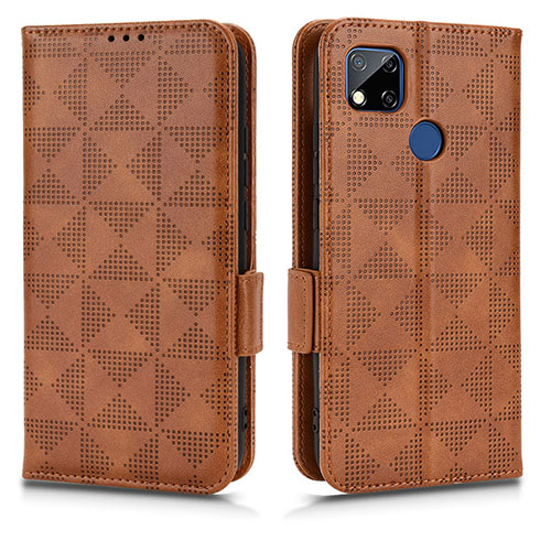 Leather Case Stands Flip Cover Holder C02X for Xiaomi Redmi 9C Brown