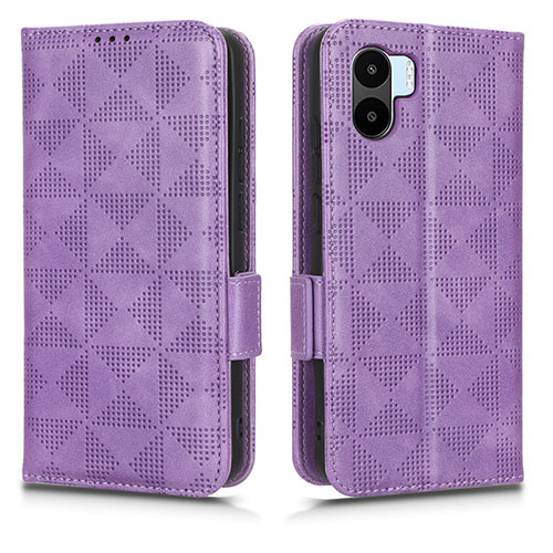 Leather Case Stands Flip Cover Holder C02X for Xiaomi Redmi A1 Purple