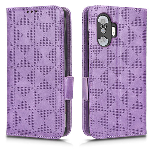 Leather Case Stands Flip Cover Holder C02X for Xiaomi Redmi K40 Gaming 5G Purple