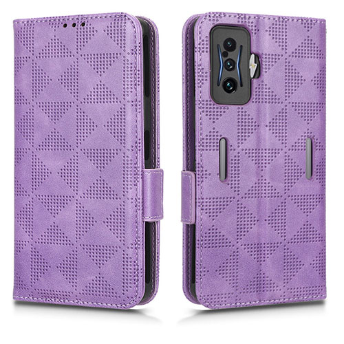 Leather Case Stands Flip Cover Holder C02X for Xiaomi Redmi K50 Gaming 5G Purple