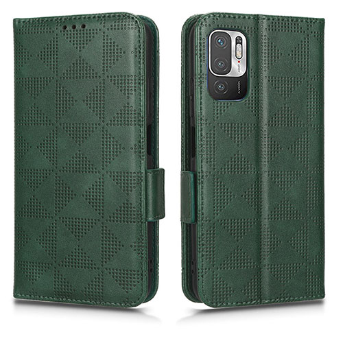 Leather Case Stands Flip Cover Holder C02X for Xiaomi Redmi Note 10 5G Green