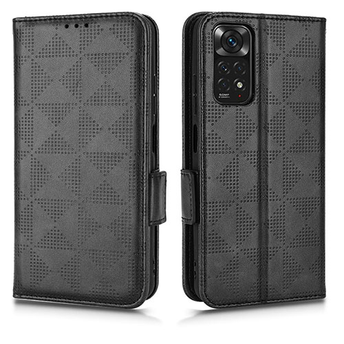 Leather Case Stands Flip Cover Holder C02X for Xiaomi Redmi Note 11 4G (2022) Black