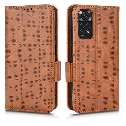 Leather Case Stands Flip Cover Holder C02X for Xiaomi Redmi Note 11 4G (2022) Brown