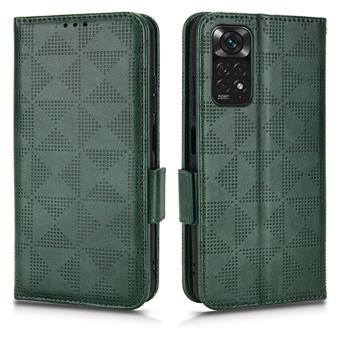 Leather Case Stands Flip Cover Holder C02X for Xiaomi Redmi Note 11 4G (2022) Green