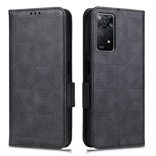 Leather Case Stands Flip Cover Holder C02X for Xiaomi Redmi Note 11 Pro 4G Black