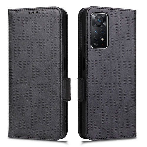 Leather Case Stands Flip Cover Holder C02X for Xiaomi Redmi Note 11 Pro 5G Black