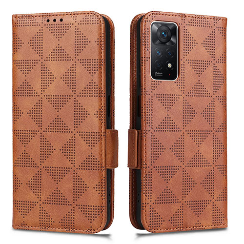 Leather Case Stands Flip Cover Holder C02X for Xiaomi Redmi Note 11 Pro 5G Brown