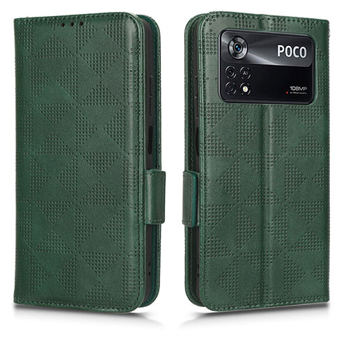 Leather Case Stands Flip Cover Holder C02X for Xiaomi Redmi Note 11E Pro 5G Green