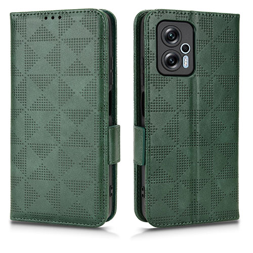 Leather Case Stands Flip Cover Holder C02X for Xiaomi Redmi Note 11T Pro+ Plus 5G Green