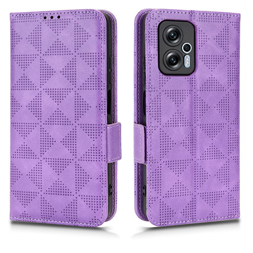 Leather Case Stands Flip Cover Holder C02X for Xiaomi Redmi Note 11T Pro+ Plus 5G Purple