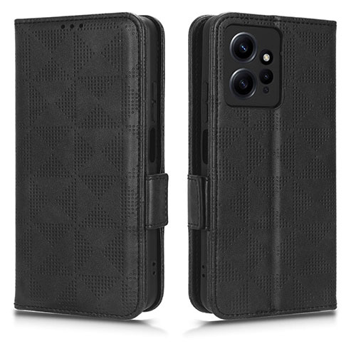 Leather Case Stands Flip Cover Holder C02X for Xiaomi Redmi Note 12 4G Black