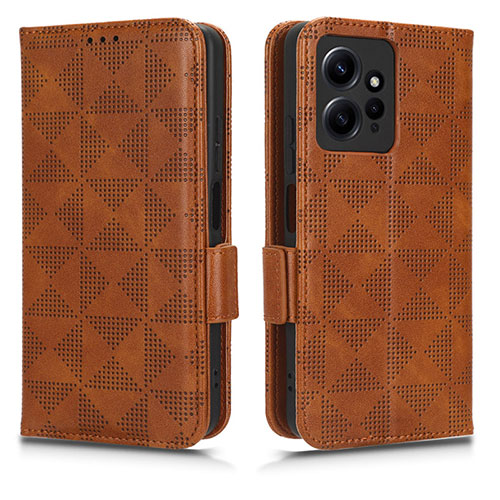 Leather Case Stands Flip Cover Holder C02X for Xiaomi Redmi Note 12 4G Brown