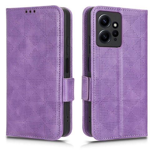 Leather Case Stands Flip Cover Holder C02X for Xiaomi Redmi Note 12 4G Purple