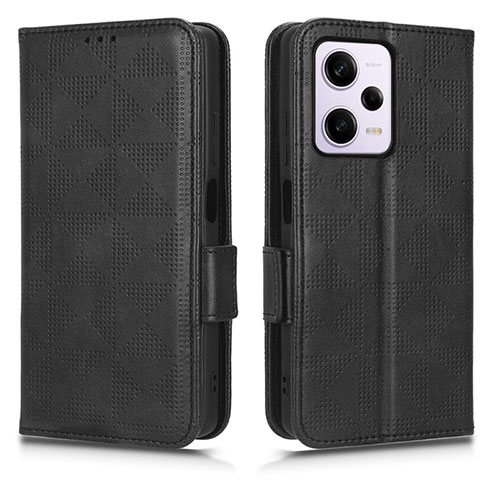 Leather Case Stands Flip Cover Holder C02X for Xiaomi Redmi Note 12 Explorer Black