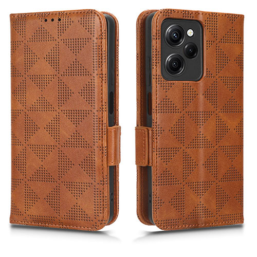 Leather Case Stands Flip Cover Holder C02X for Xiaomi Redmi Note 12 Pro Speed 5G Brown