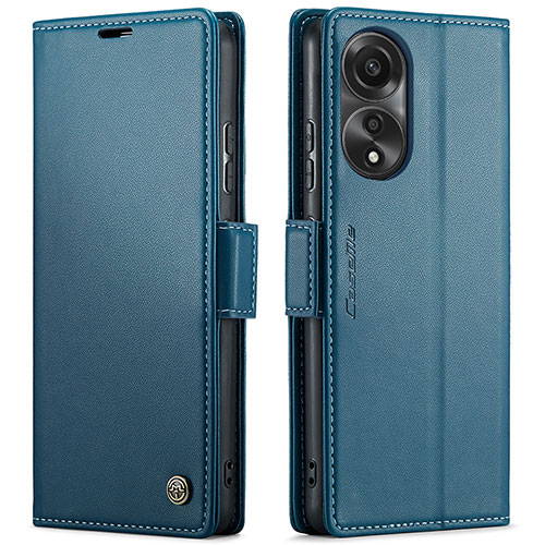 Leather Case Stands Flip Cover Holder C03S for Oppo A78 4G Blue