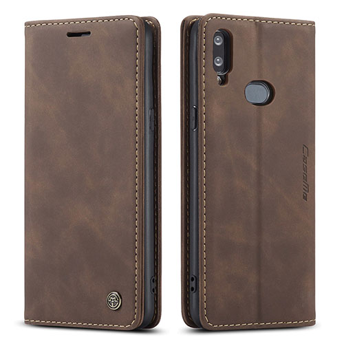 Leather Case Stands Flip Cover Holder C03S for Samsung Galaxy A10s Brown