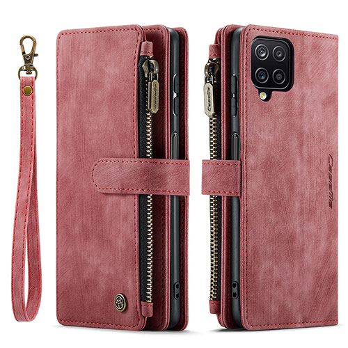 Leather Case Stands Flip Cover Holder C03S for Samsung Galaxy A12 5G Red