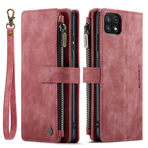 Leather Case Stands Flip Cover Holder C03S for Samsung Galaxy A22 5G Red