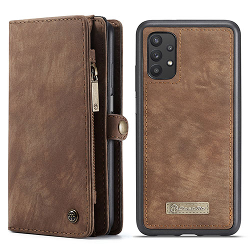 Leather Case Stands Flip Cover Holder C03S for Samsung Galaxy A32 5G Brown
