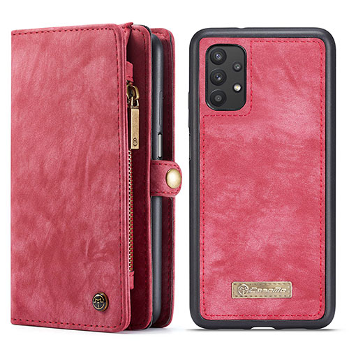 Leather Case Stands Flip Cover Holder C03S for Samsung Galaxy A32 5G Red