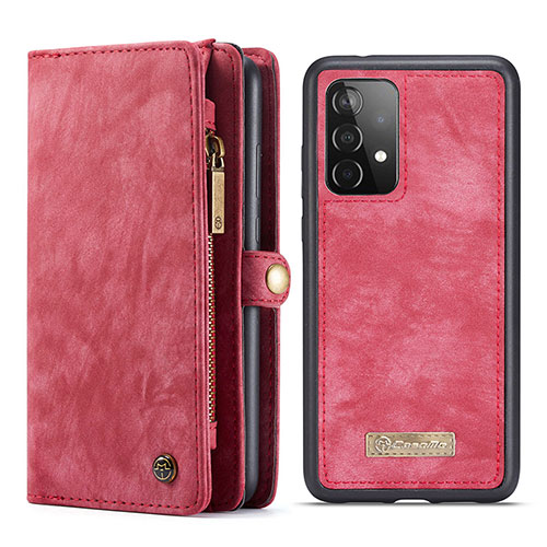 Leather Case Stands Flip Cover Holder C03S for Samsung Galaxy A52 4G Red