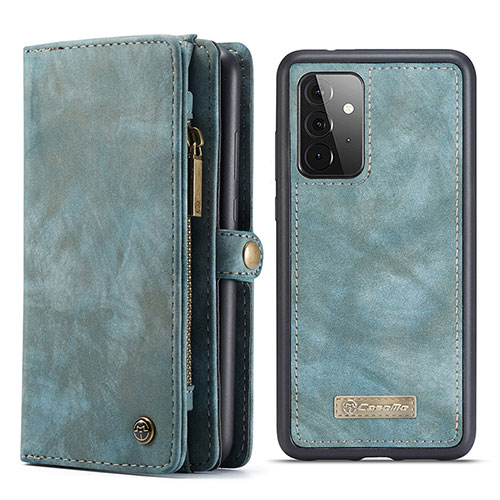 Leather Case Stands Flip Cover Holder C03S for Samsung Galaxy A72 4G Blue