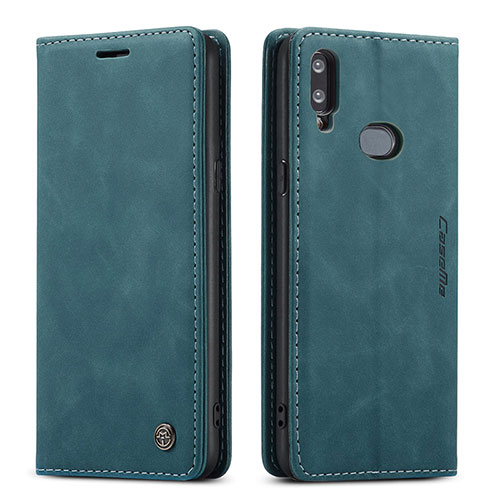 Leather Case Stands Flip Cover Holder C03S for Samsung Galaxy M01s Blue