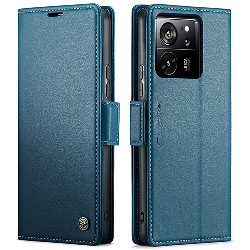 Leather Case Stands Flip Cover Holder C03S for Xiaomi Mi 13T Pro 5G Blue