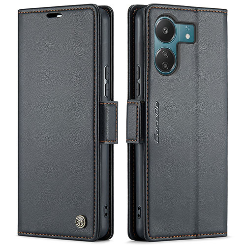 Leather Case Stands Flip Cover Holder C03S for Xiaomi Redmi 13C Black