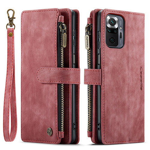 Leather Case Stands Flip Cover Holder C03S for Xiaomi Redmi Note 10 Pro 4G Red