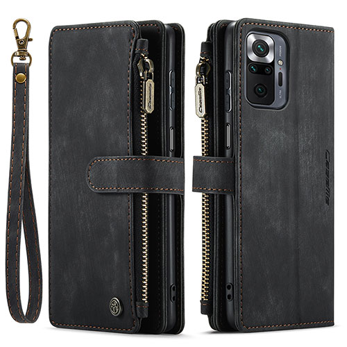 Leather Case Stands Flip Cover Holder C03S for Xiaomi Redmi Note 10 Pro Max Black