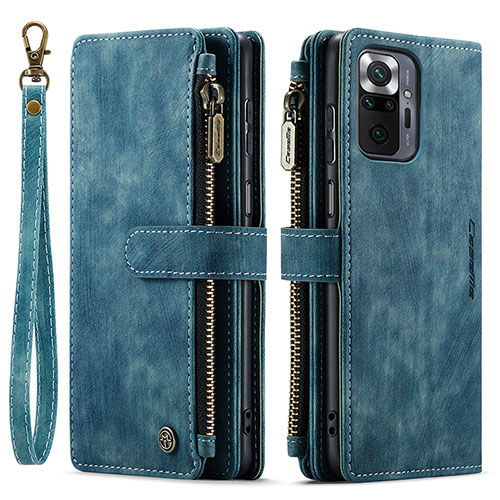 Leather Case Stands Flip Cover Holder C03S for Xiaomi Redmi Note 10 Pro Max Blue