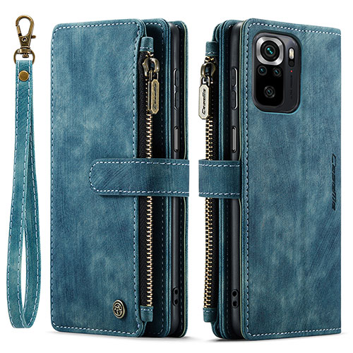 Leather Case Stands Flip Cover Holder C03S for Xiaomi Redmi Note 10S 4G Blue