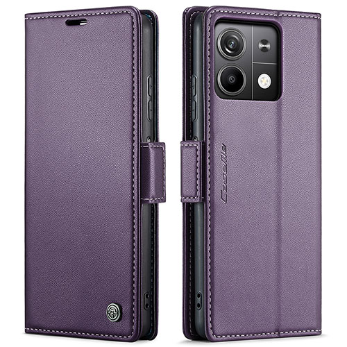 Leather Case Stands Flip Cover Holder C03S for Xiaomi Redmi Note 13 5G Purple