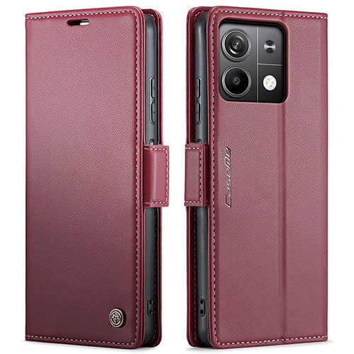 Leather Case Stands Flip Cover Holder C03S for Xiaomi Redmi Note 13 5G Red