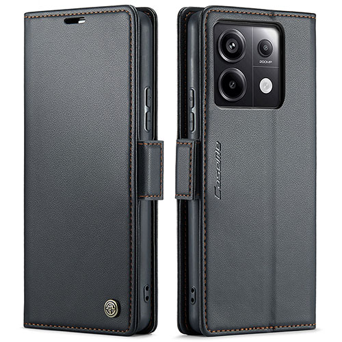 Leather Case Stands Flip Cover Holder C03S for Xiaomi Redmi Note 13 Pro 5G Black