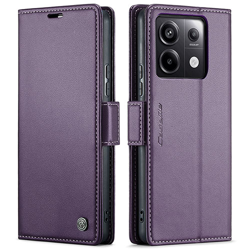 Leather Case Stands Flip Cover Holder C03S for Xiaomi Redmi Note 13 Pro 5G Purple