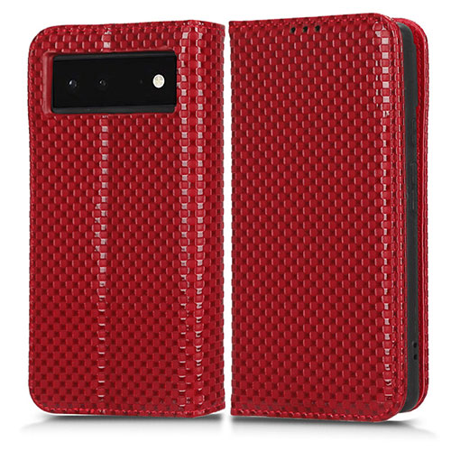 Leather Case Stands Flip Cover Holder C03X for Google Pixel 6 5G Red