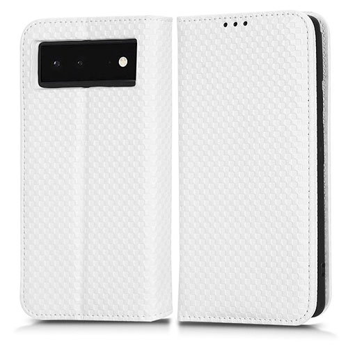 Leather Case Stands Flip Cover Holder C03X for Google Pixel 6 5G White