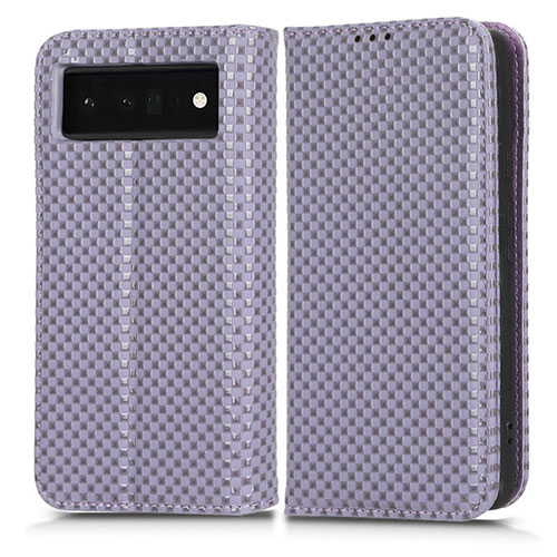Leather Case Stands Flip Cover Holder C03X for Google Pixel 6 Pro 5G Purple