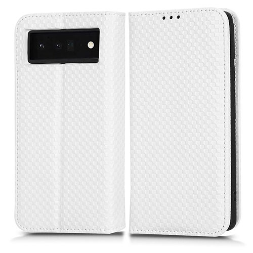 Leather Case Stands Flip Cover Holder C03X for Google Pixel 6 Pro 5G White