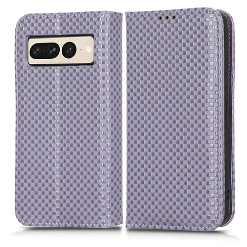 Leather Case Stands Flip Cover Holder C03X for Google Pixel 7 Pro 5G Purple